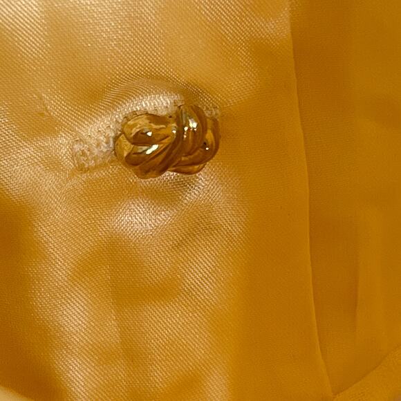 Vintage 90s Wayne Diamond Pale Yellow Layered Shift Dress Button Up Satin Retro - Picture 8 of 10